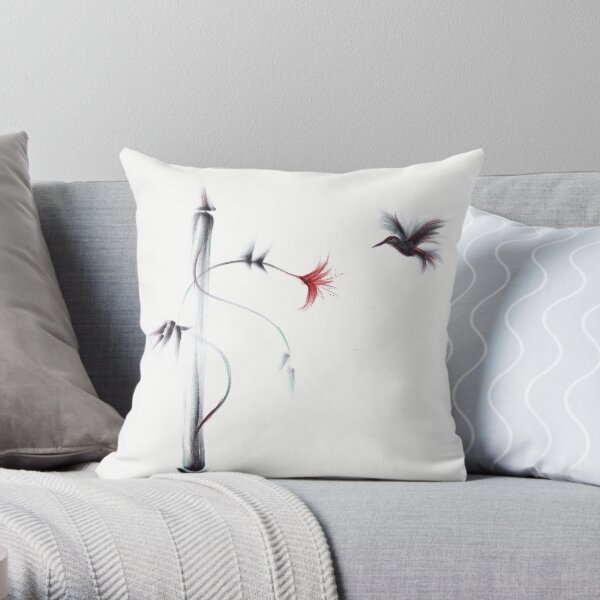 Sweetness - Hummingbird & Flower Painting Throw Pillow
