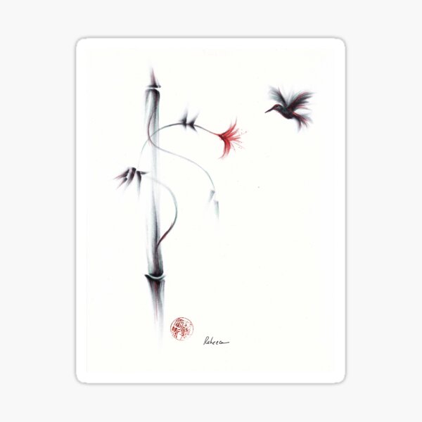 Sweetness - Hummingbird & Flower Painting Sticker
