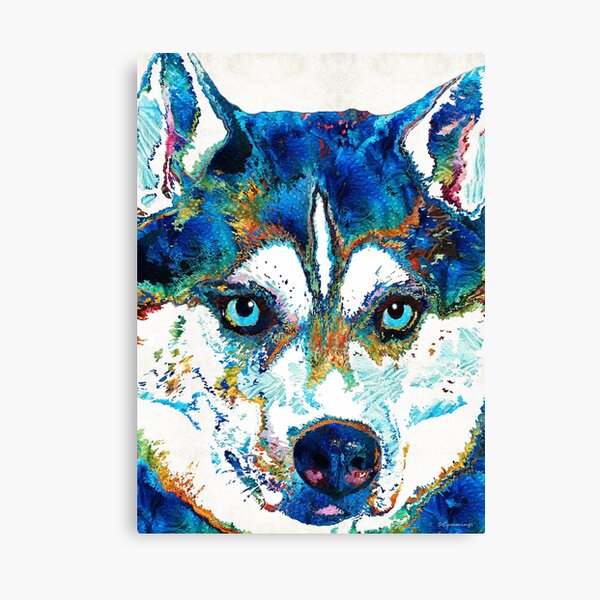 Colorful Husky Dog Art by Sharon Cummings Canvas Print