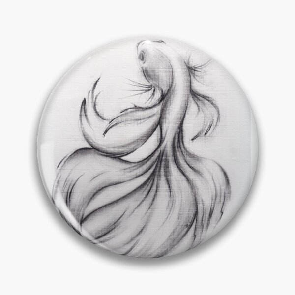 Item preview, Belladonna - Charcoal pencil drawing of a Betta Fighting Fish designed and sold by Rebecca Rees.