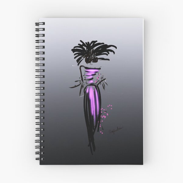 Item preview, Stunning fashion model illustration in black and pink, gradient grey background designed and sold by PetaJaneDesigns.