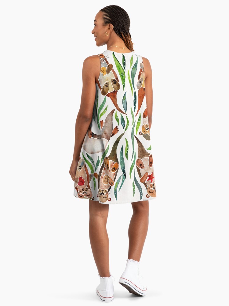 Five Otters Green Seaweed" A-Line Dress for Sale by catcoq | Redbubble Five Otters Green Seaweed" A-Line Dress for Sale by catcoq | Redbubble