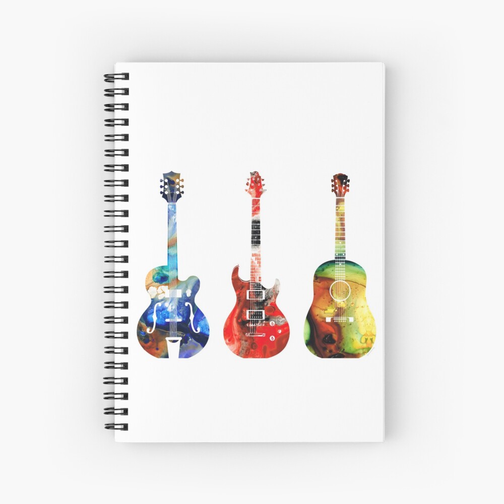 Gitarren Dreier Bunte Gitarren Durch Sharon Cummings Kunstdruck Von Sharoncummings Redbubble