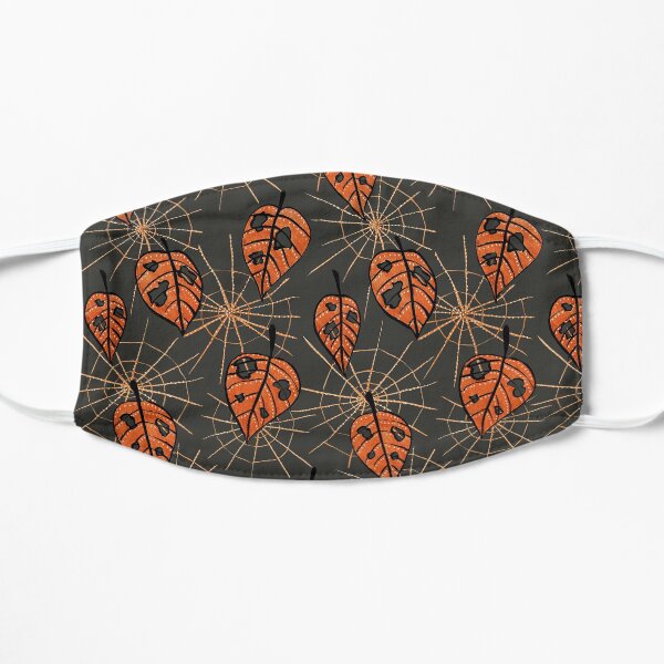 Orange Leaves With Holes And Spiderwebs Mask