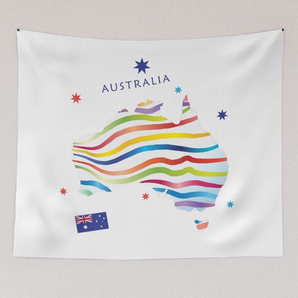 Item preview, Happy Australia Day 26th January, Australian Flag, Australia Map, stars & fireworks. Funny Australia Patriotic National Holiday Festive Poster for gifts and clothing design designed and sold by sofiartmedia.