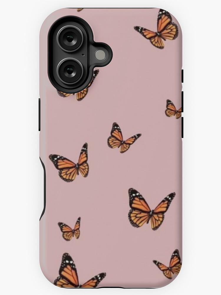 Thumbnail 1 of 4, iPhone Case, Monarch Butterflies with Pink Background designed and sold by paytonstach.