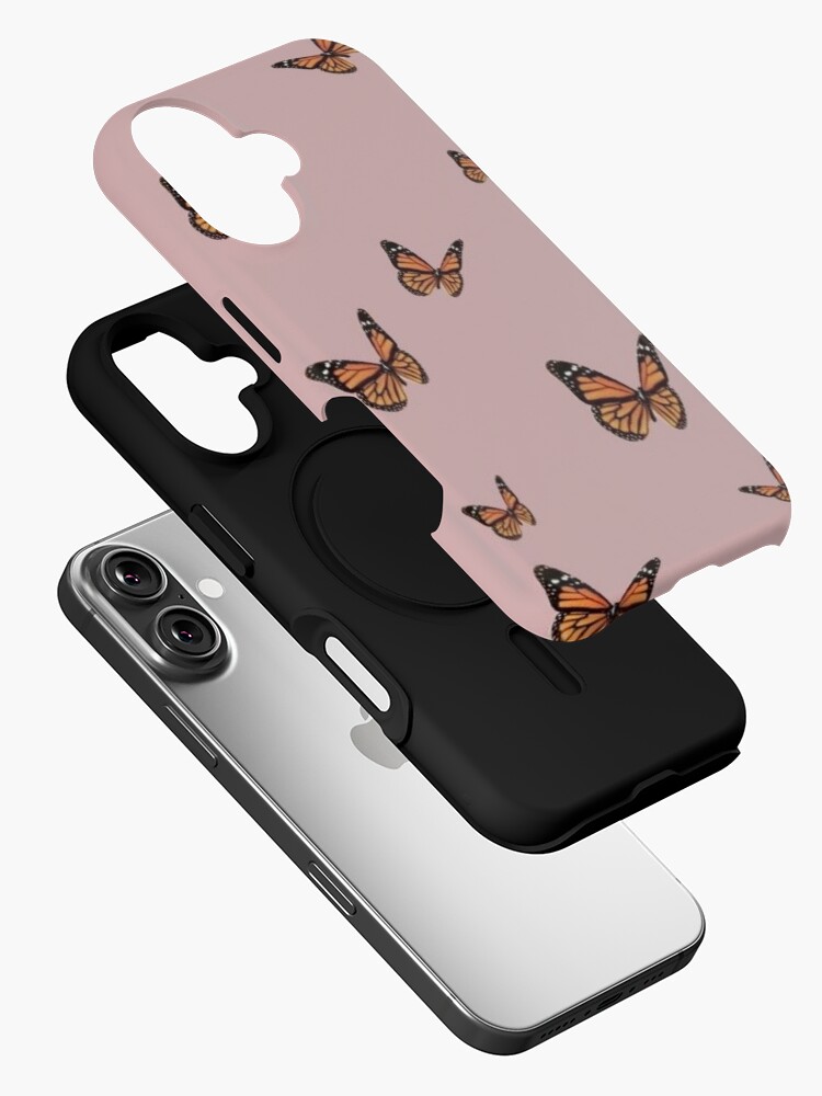 Thumbnail 2 of 4, iPhone Case, Monarch Butterflies with Pink Background designed and sold by paytonstach.