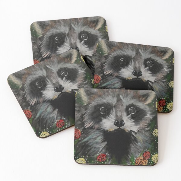 Item preview, Cute lil' racoon among the flowers designed and sold by Cosmiaart.
