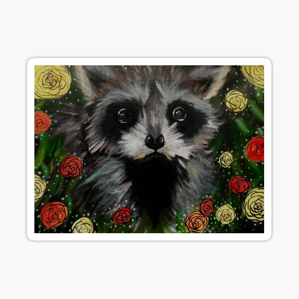 Item preview, Cute lil' racoon among the flowers designed and sold by Cosmiaart.