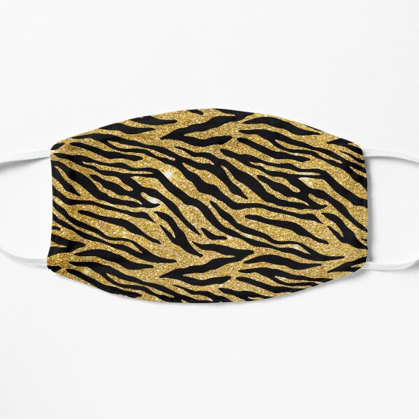 Faux Gold Glitter Tiger Stripe Pattern Flat Mask