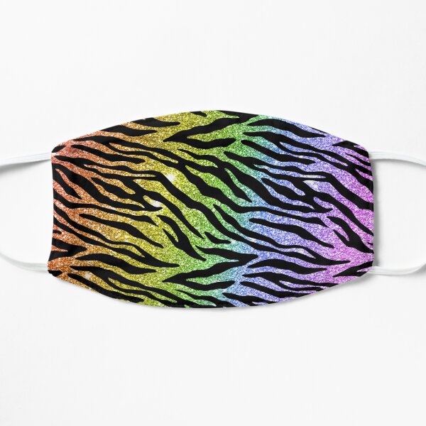 Faux Rainbow Glitter Tiger Stripe Pattern Mask