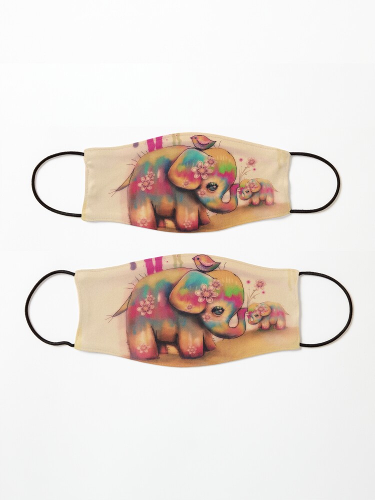 Alternate view of vintage tie dye elephants Mask