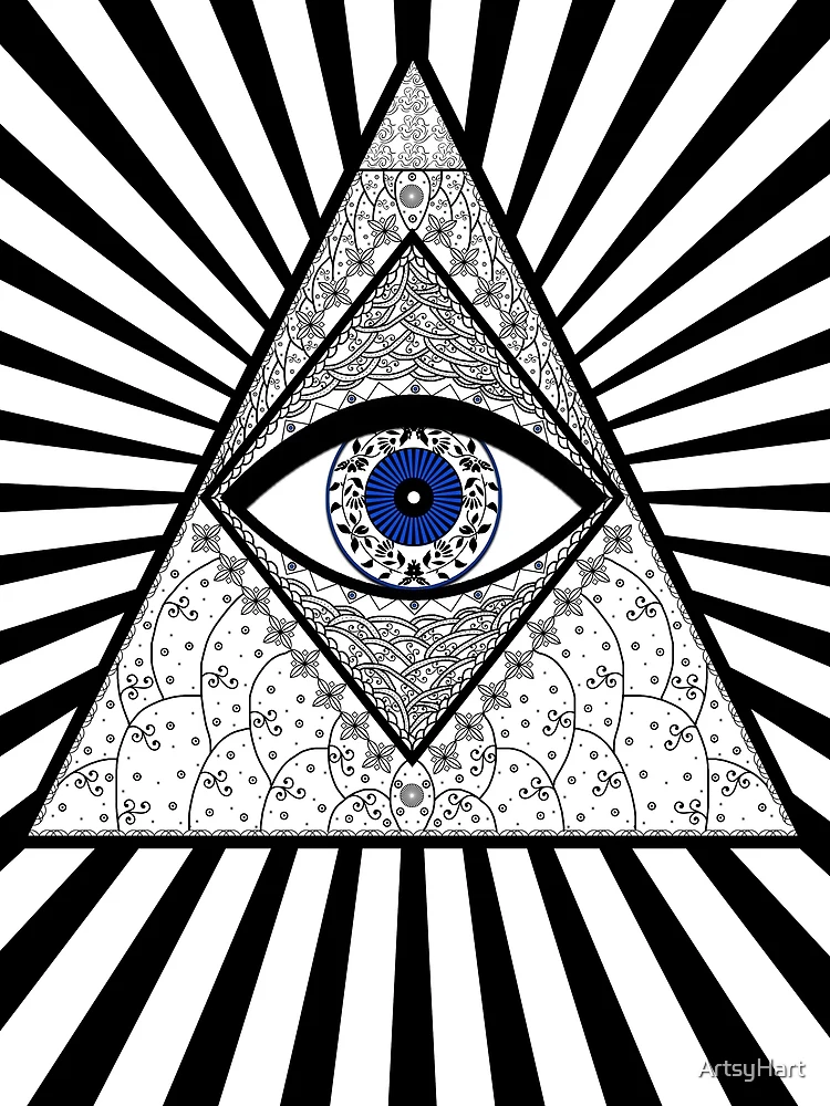 Evil Eye. Good luck charm. Good energy. Jinx. Evil Eye Triangle