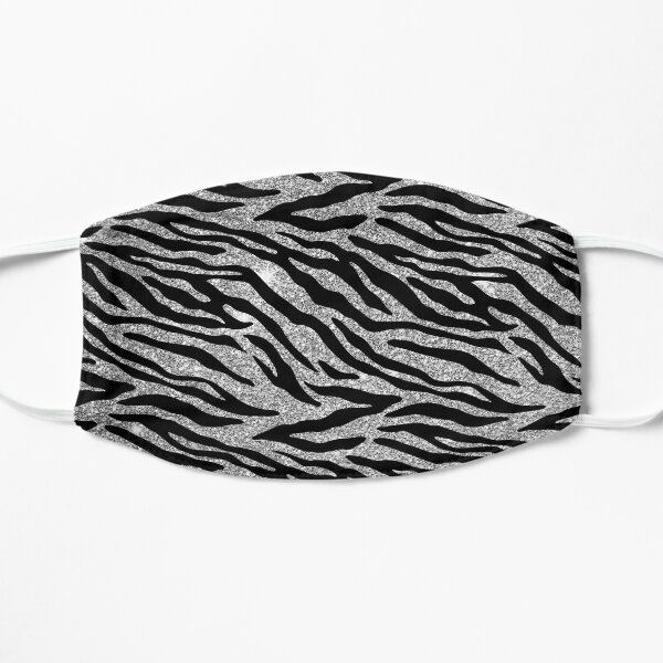 Faux Silver Glitter Tiger Stripe Pattern Flat Mask