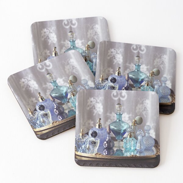 Item preview, Still Life Vintage Blue Perfume Bottles designed and sold by ginawaltersdorf.