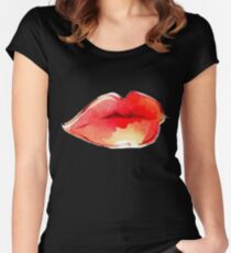 Luscious Lips Tailliertes Rundhals-Shirt