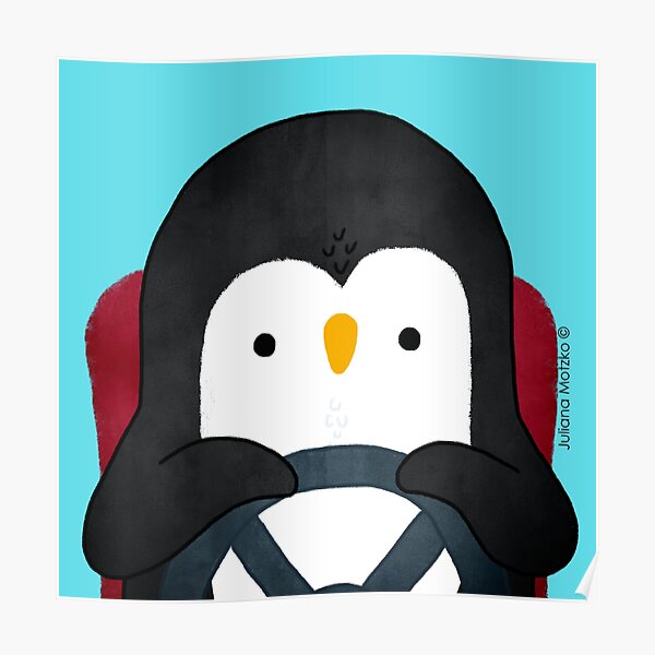 Penguin Driving Poster