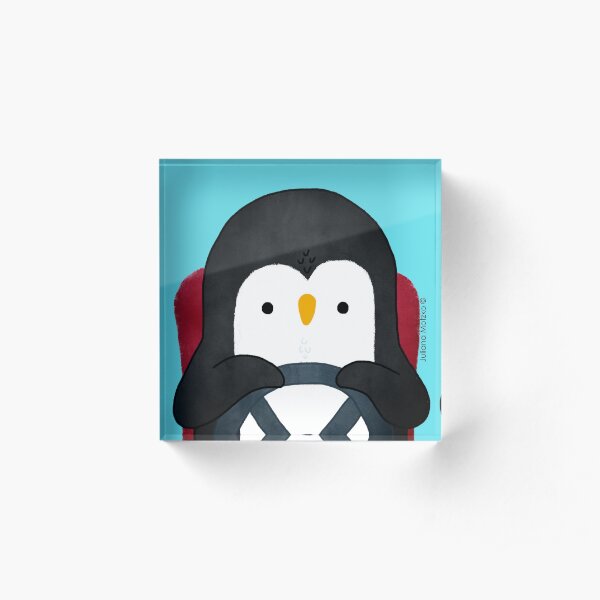 Penguin Driving Acrylic Block