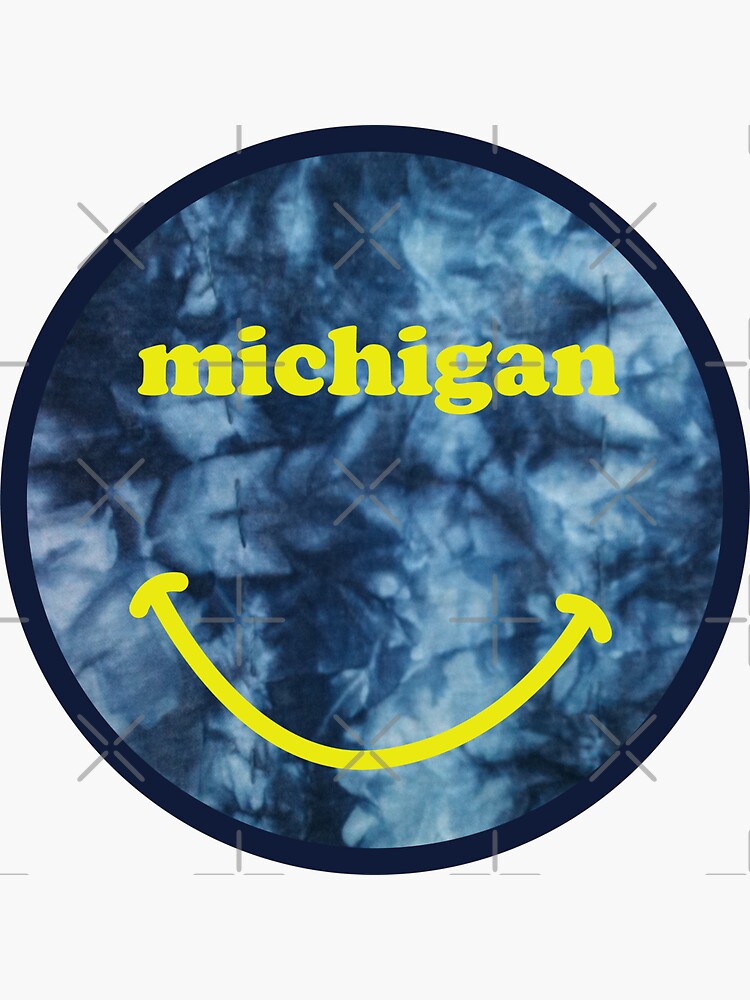 "Michigan Tie Dye Smiley Face" Sticker by clairevosko Redbubble