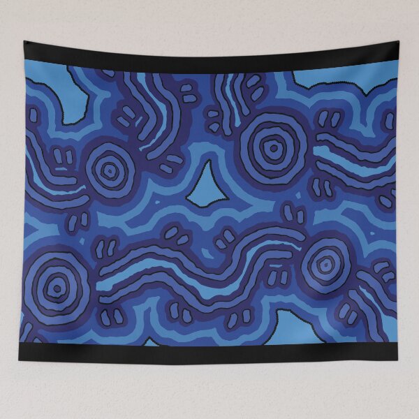 Item preview, Aboriginal Art - Blue Campsites designed and sold by HogarthArts.