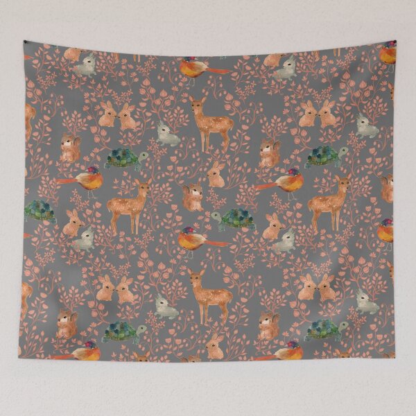 Item preview, Into the Forest Woodland Animals Grey designed and sold by Cecilia Mok.