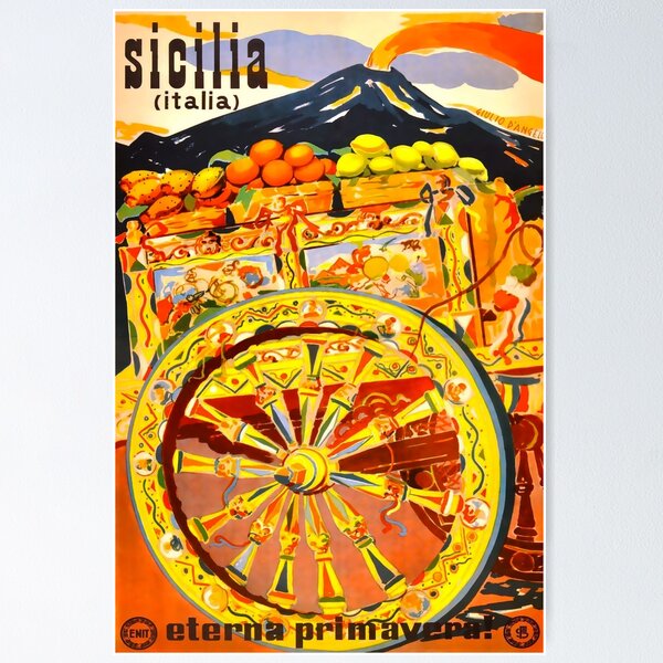 Item preview, Sicilia Italia vintage travel poster designed and sold by stickart-marek.