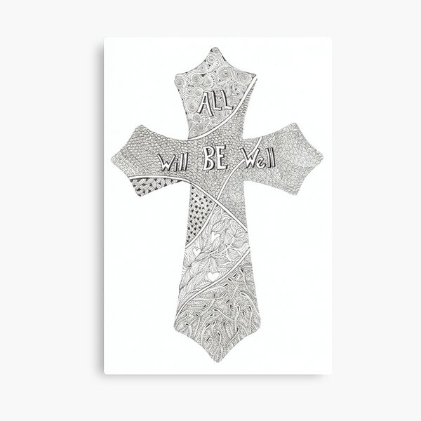 All will be well. Words of faith within a cross. Canvas Print