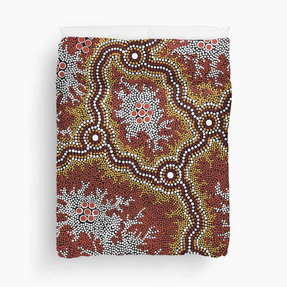 Authentic Aboriginal Art - Mountains Duvet Cover