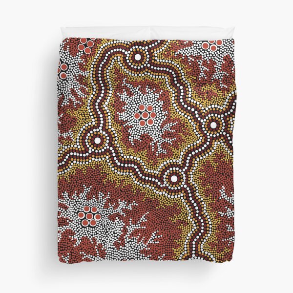 Authentic Aboriginal Art - Mountains Duvet Cover