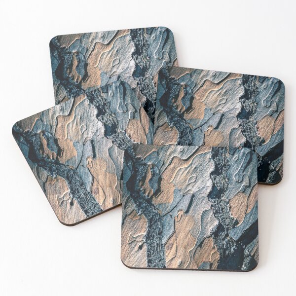 Lined Bark Coasters (Set of 4)