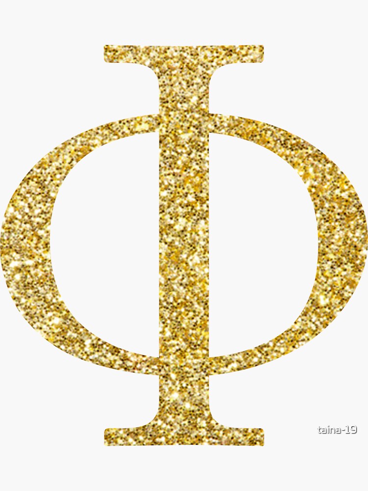 "Phi Gold Glitter Greek Letter" Sticker for Sale by taina19 Redbubble