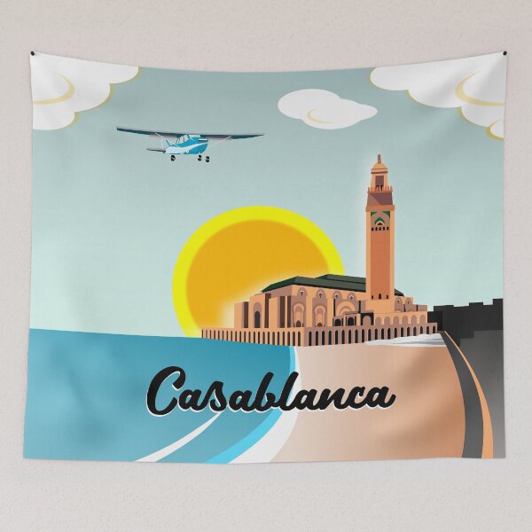 Item preview, Casablanca Morocco Travel Poster, designed and sold by ekpatterns.