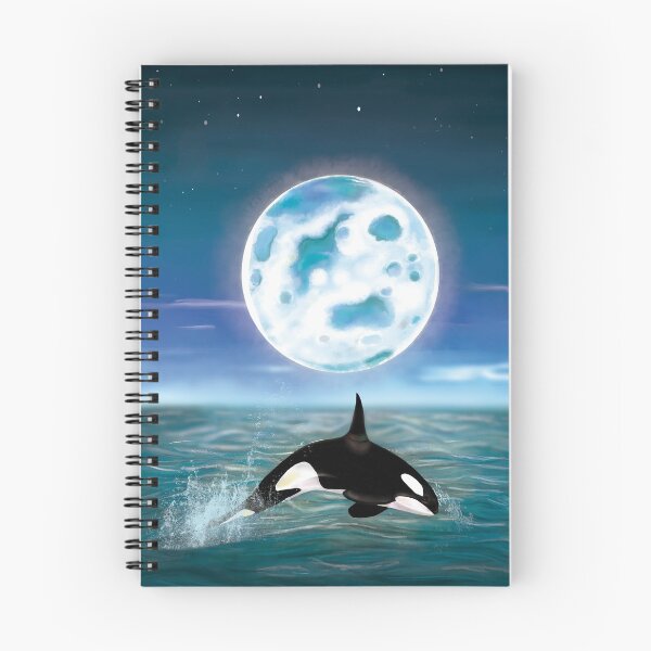 Item preview, Killer whale swimming on full moon light designed and sold by Brushes with Nature.