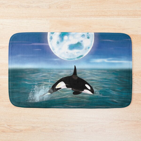 Item preview, Killer whale swimming on full moon light designed and sold by Brushes with Nature.