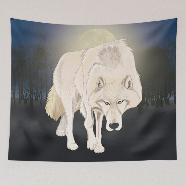 Item preview, Staring wolf by moonlight designed and sold by Brushes with Nature.