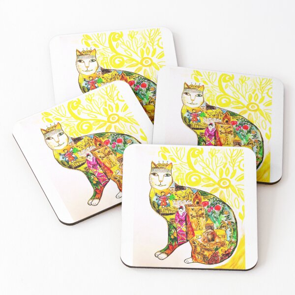 Item preview, Van Armenia cat Armenian art decoration style colorful symbol hand drawing watercolor white background designed and sold by narinoush.
