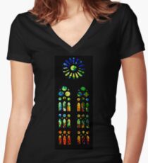 Camiseta entallada de cuello en V Vidrieras - Sagrada Familia, Barcelona, España