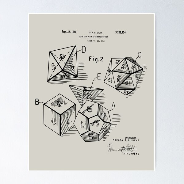 Artikel-Vorschau von RPG Dice Set Patent Print 1963, designt und verkauft von MadebyDesign.