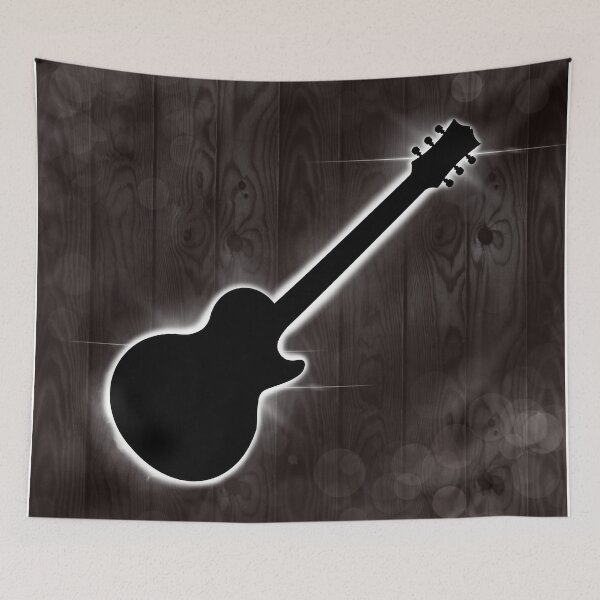 Item preview, Guitar silhouette on a wooden wall  designed and sold by Ethan110.