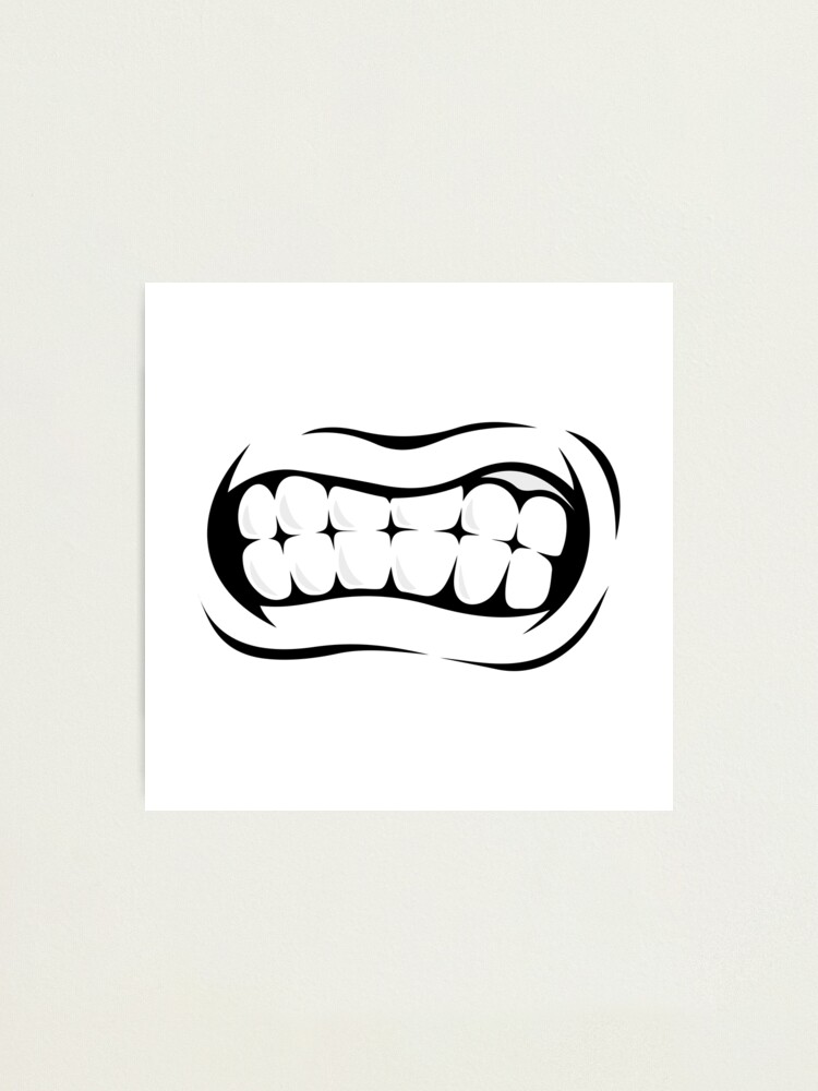 Angry Grinning Grinding Teeth Cartoon Mouth Photographic Print