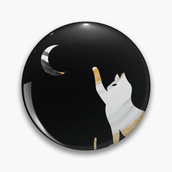 Item preview, White Cat chasing the moon gold marble texture designed and sold by KA DESIGNS.