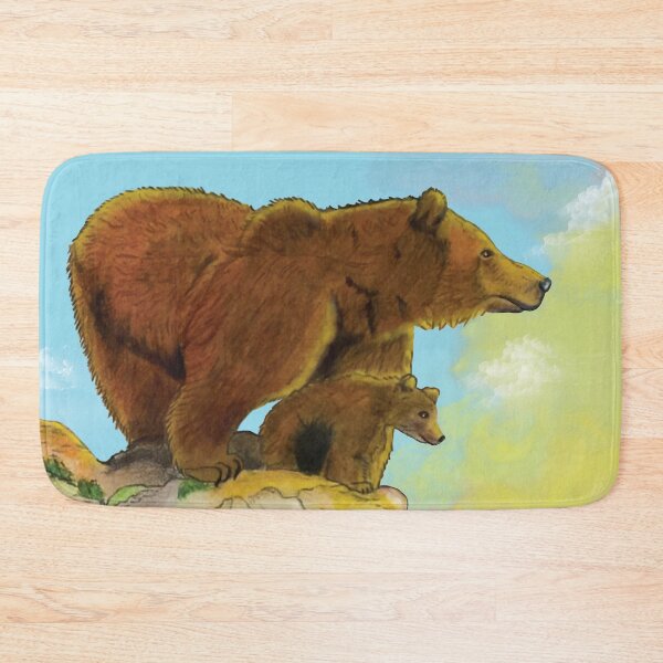 Item preview, Grizzly momma bear and cub standing on a rock looking the forest designed and sold by Brushes with Nature.