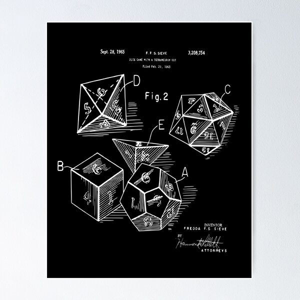 Item preview, Role Playing Dice Patent Prints 1963 designed and sold by MadebyDesign.