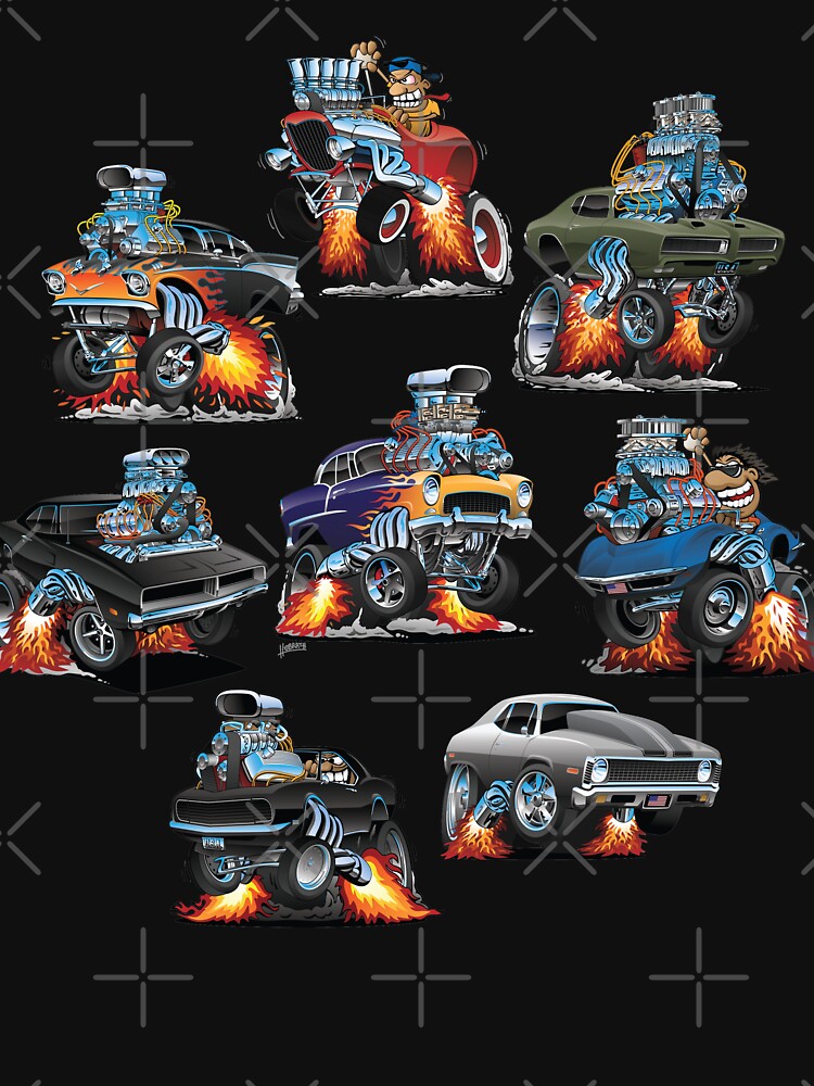 Car Crazy Classic Hot Rod Muscle Cars Cartoons by hobrath