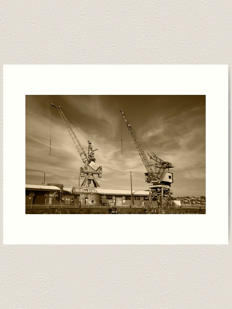Thumbnail 1 of 3, Art Print, Cockatoo Dock Crane Twins designed and sold by RICHARDW.