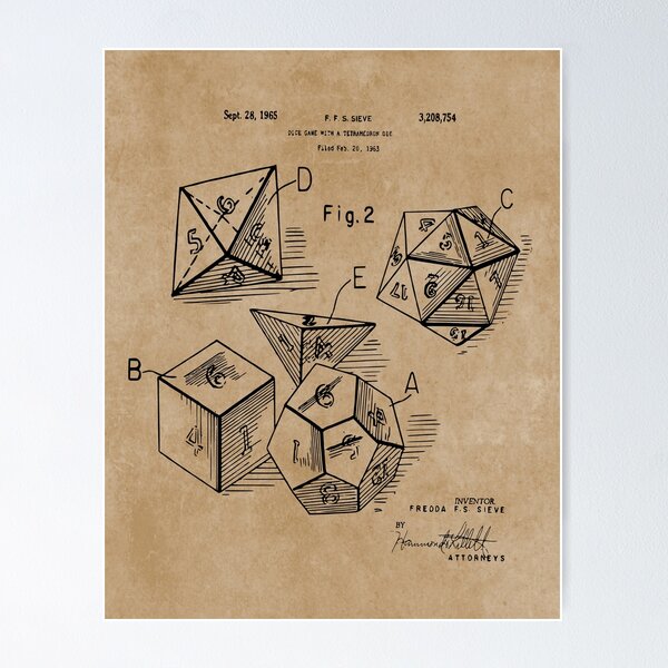 Item preview, Patent Prints Design RPG Dice Set 1963 designed and sold by MadebyDesign.