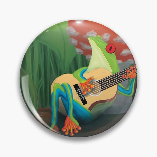 Artikelvorschau, Singender grüner Frosch in einem Pilz entworfen und verkauft von Brushes with Nature.