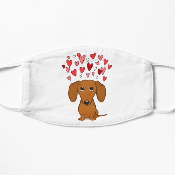 Cute Dachshund with Hearts Flat Mask