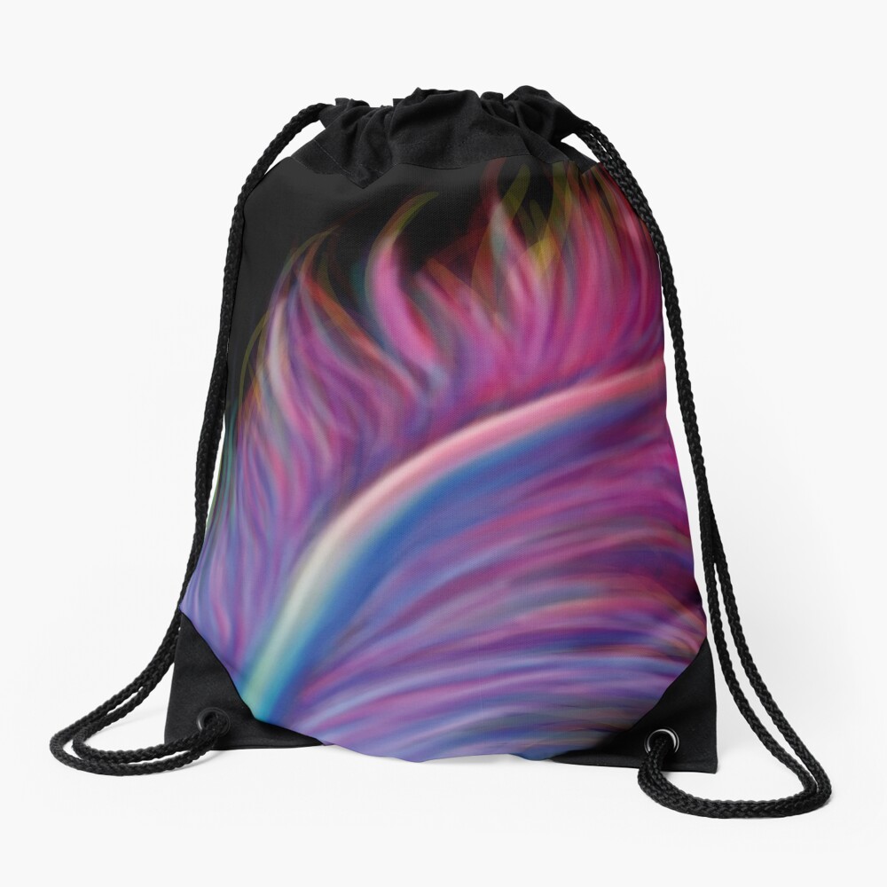 Feather pen drip Drawstring Bag