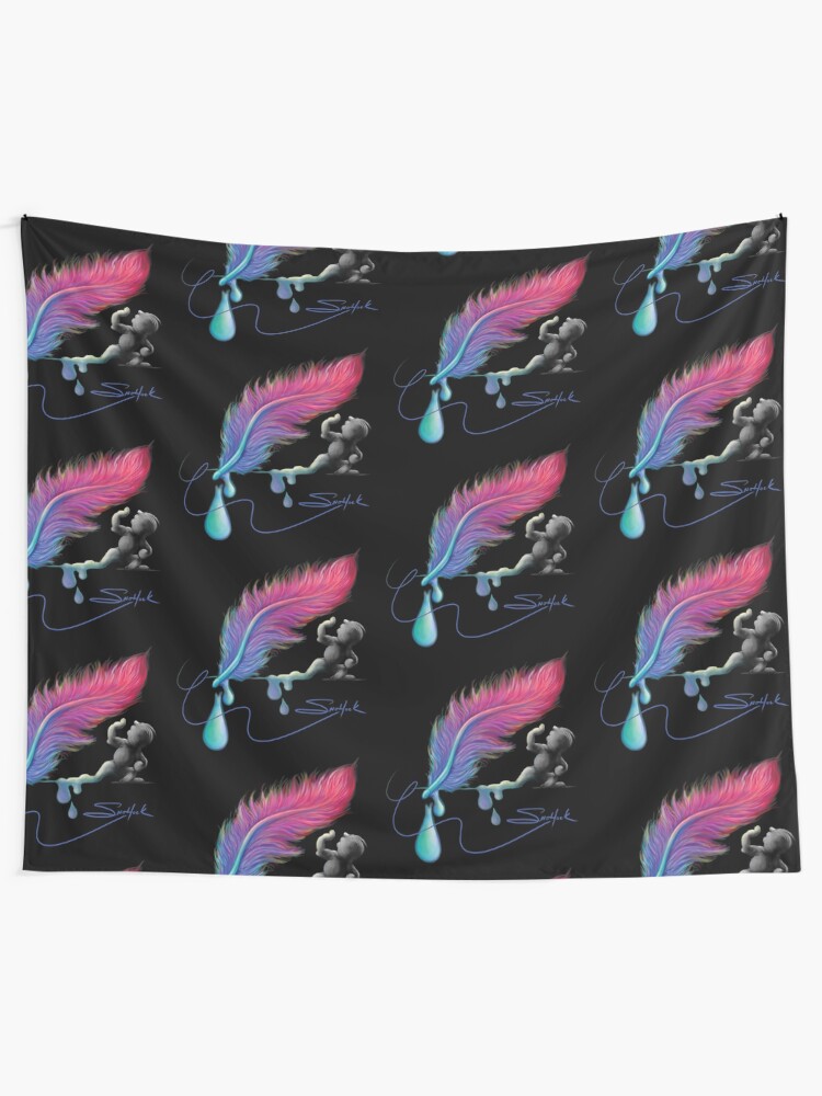 Alternate view of Feather pen drip Tapestry